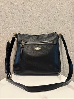 Coach Black Pebbled Leather Shoulder Crossbody